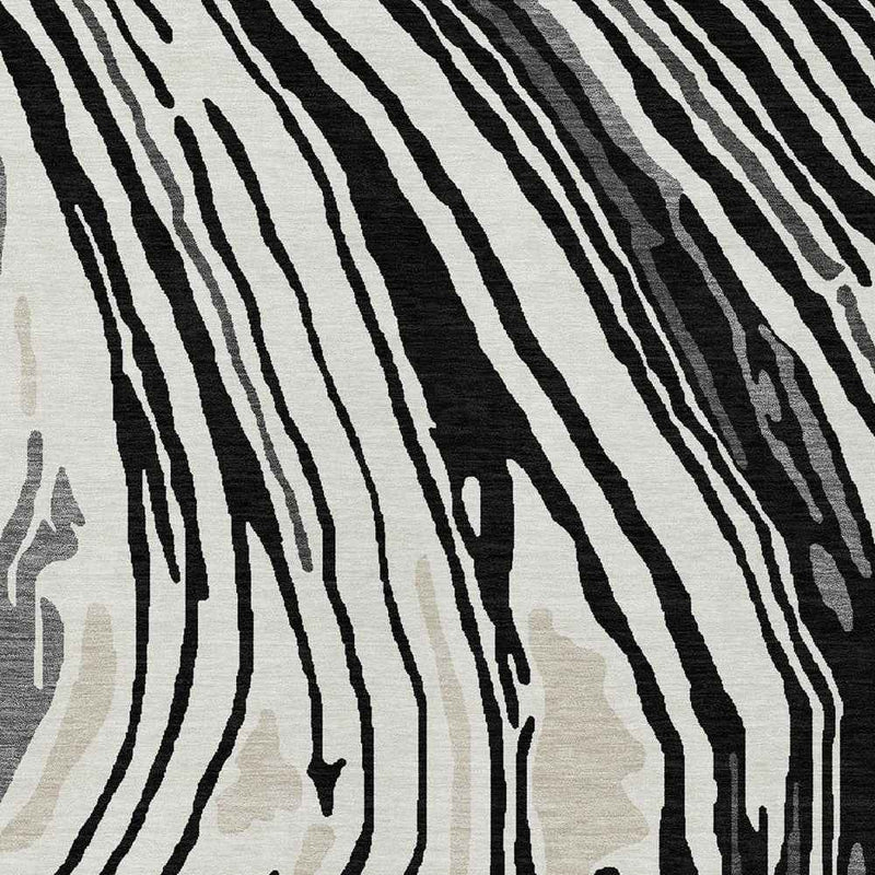 8' X 10' Black Gray And Ivory Abstract Washable Indoor Outdoor Area Rug