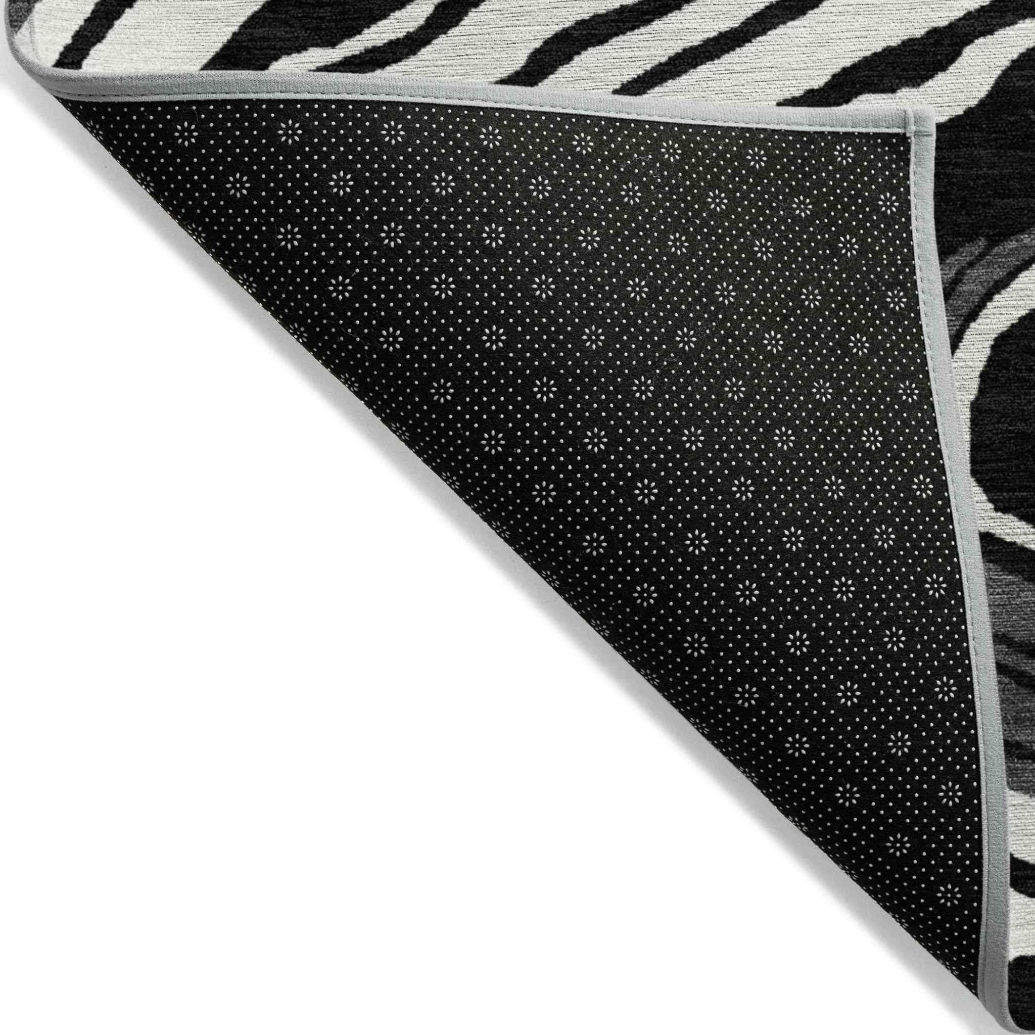 8' X 10' Black Gray And Ivory Abstract Washable Indoor Outdoor Area Rug