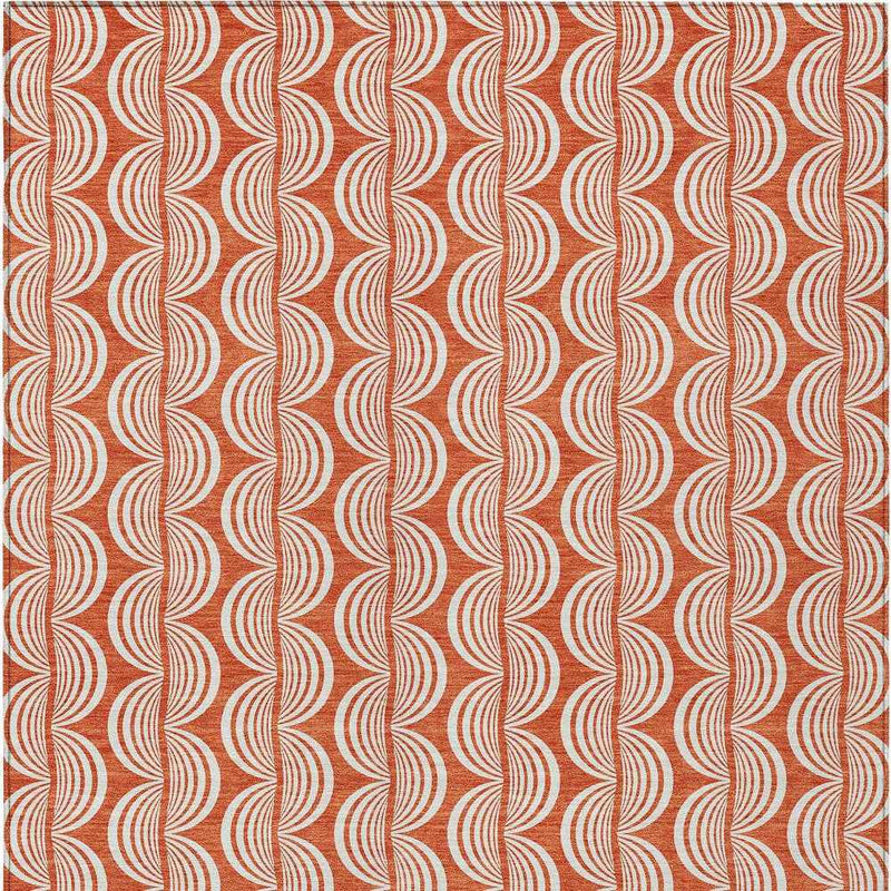 3' X 5' Coral And Beige Ogee Washable Indoor Outdoor Area Rug