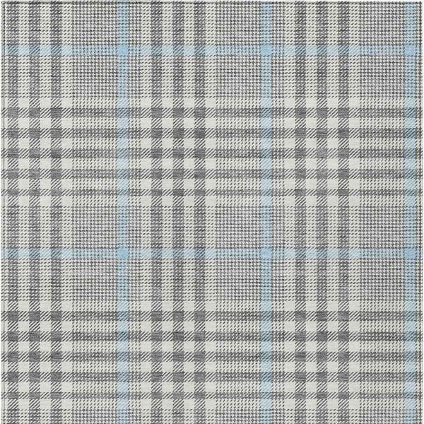 10' X 14' Gray Blue And Beige Plaid Washable Indoor Outdoor Area Rug