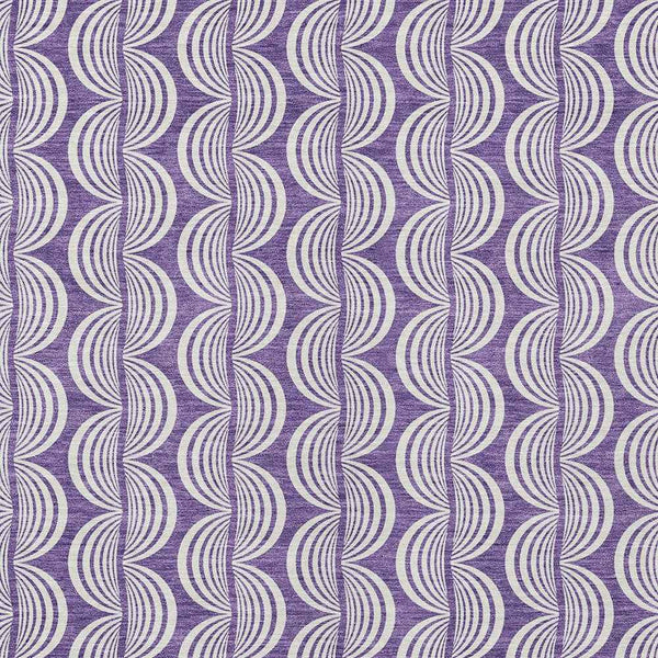 3' X 5' Purple And Ivory Ogee Washable Indoor Outdoor Area Rug