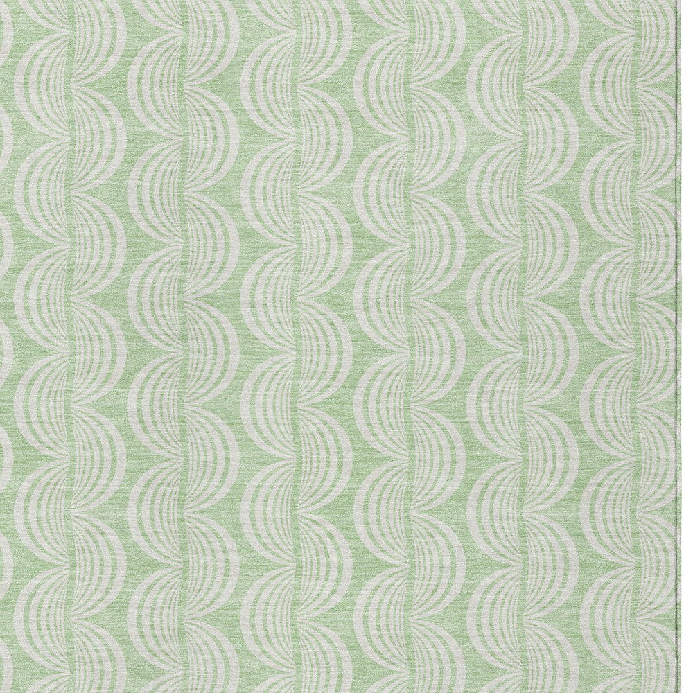 10' X 14' Mint Green And Beige Ogee Washable Indoor Outdoor Area Rug - Sports & Outdoor