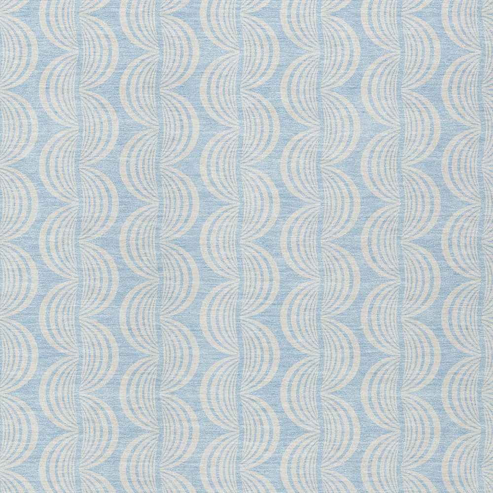 10' X 14' Sky Blue And Beige Ogee Washable Indoor Outdoor Area Rug