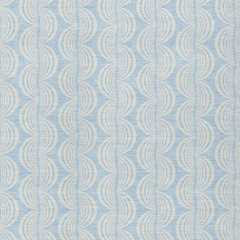 10' X 14' Sky Blue And Beige Ogee Washable Indoor Outdoor Area Rug