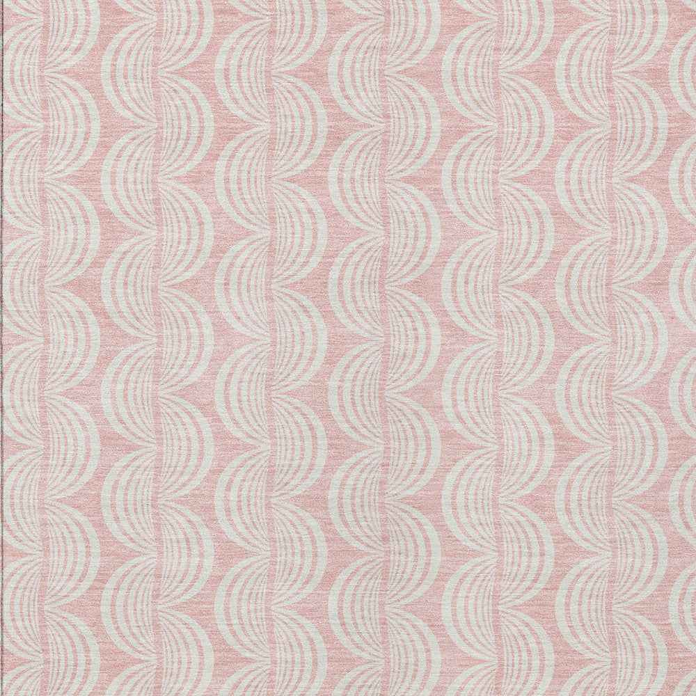 5' X 8' Pink And Gray Ogee Washable Indoor Outdoor Area Rug