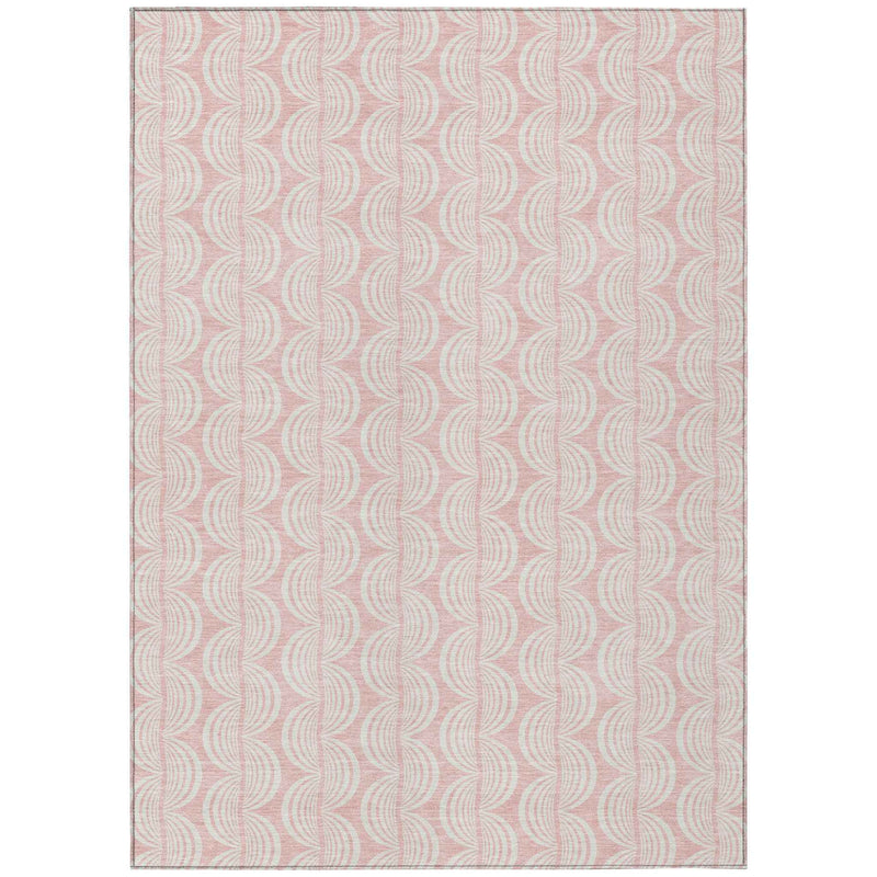 5' X 8' Pink And Gray Ogee Washable Indoor Outdoor Area Rug