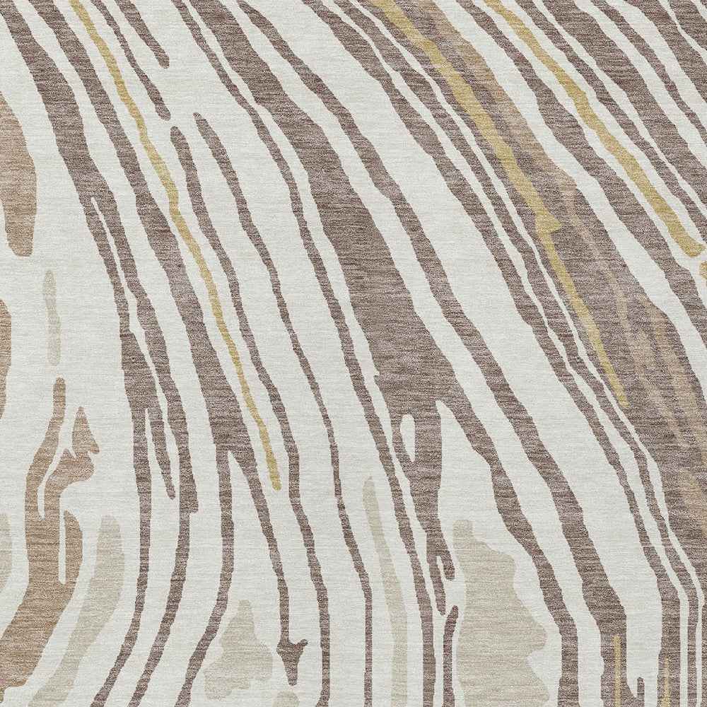 9' X 12' Taupe Brown And Beige Abstract Washable Indoor Outdoor Area Rug