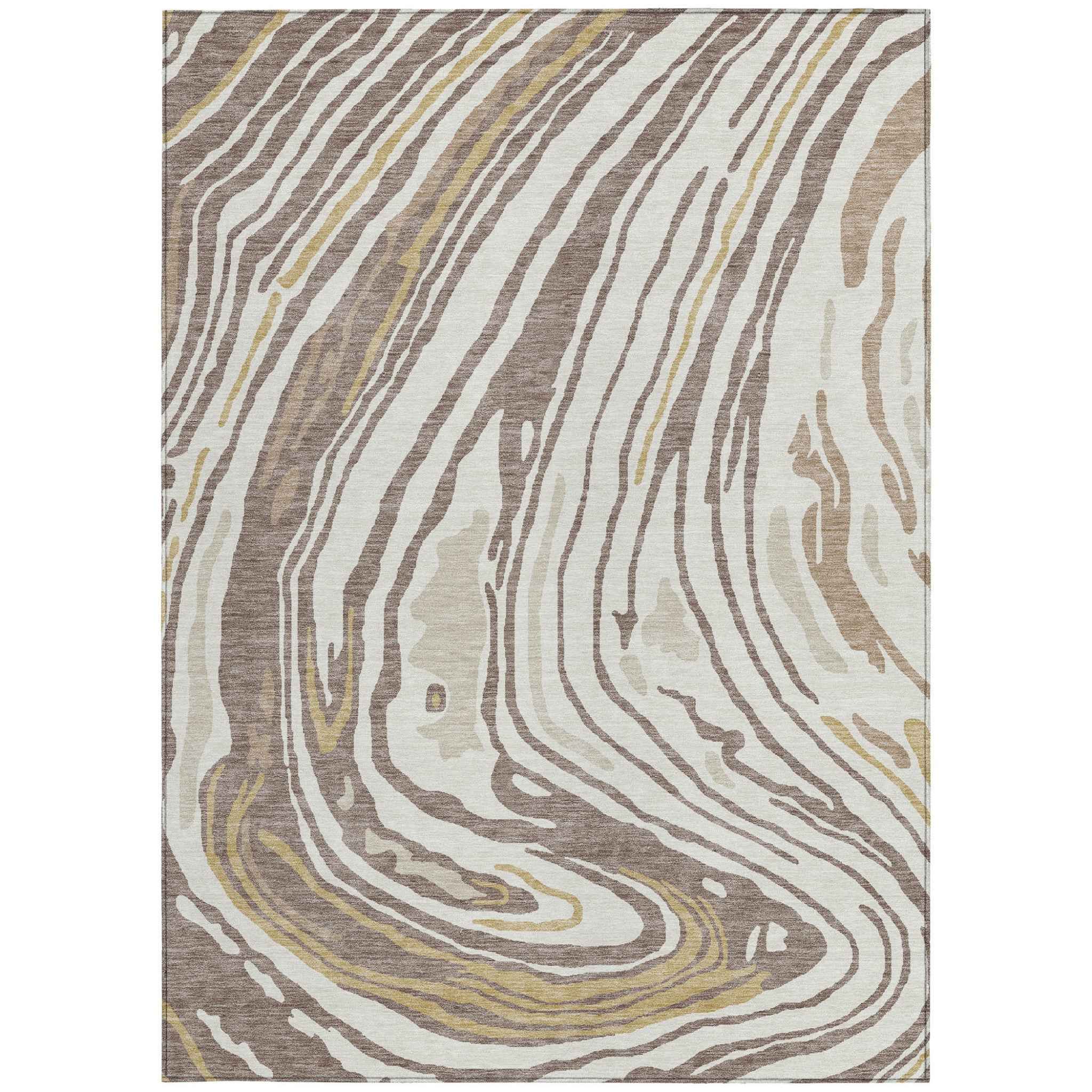 9' X 12' Taupe Brown And Beige Abstract Washable Indoor Outdoor Area Rug