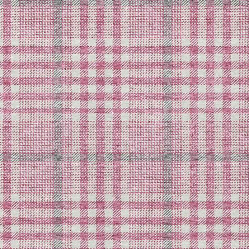 8' X 10' Blush Gray And Ivory Plaid Washable Indoor Outdoor Area Rug