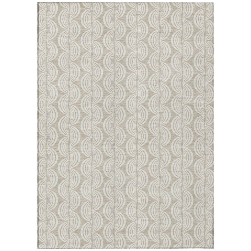 3' X 5' Beige And Ivory Ogee Washable Indoor Outdoor Area Rug