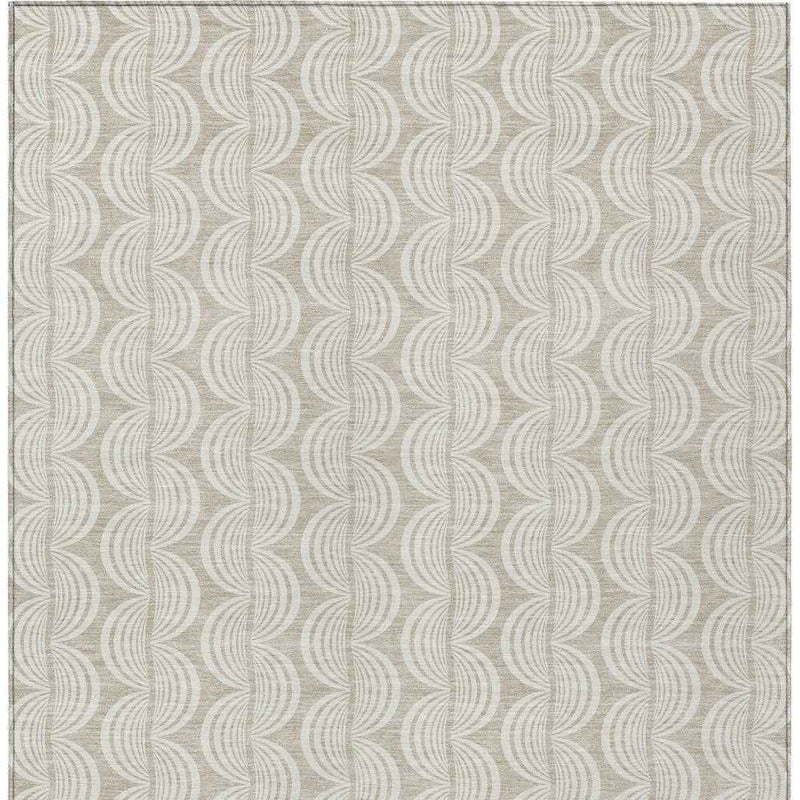 3' X 5' Beige And Ivory Ogee Washable Indoor Outdoor Area Rug