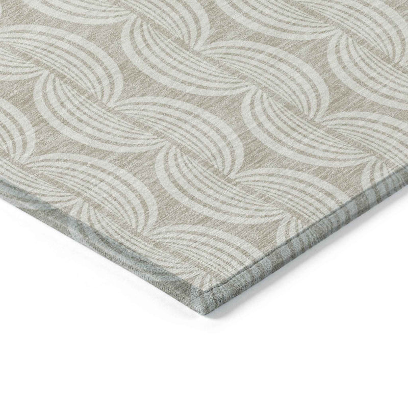 8' X 10' Beige And Ivory Ogee Washable Indoor Outdoor Area Rug