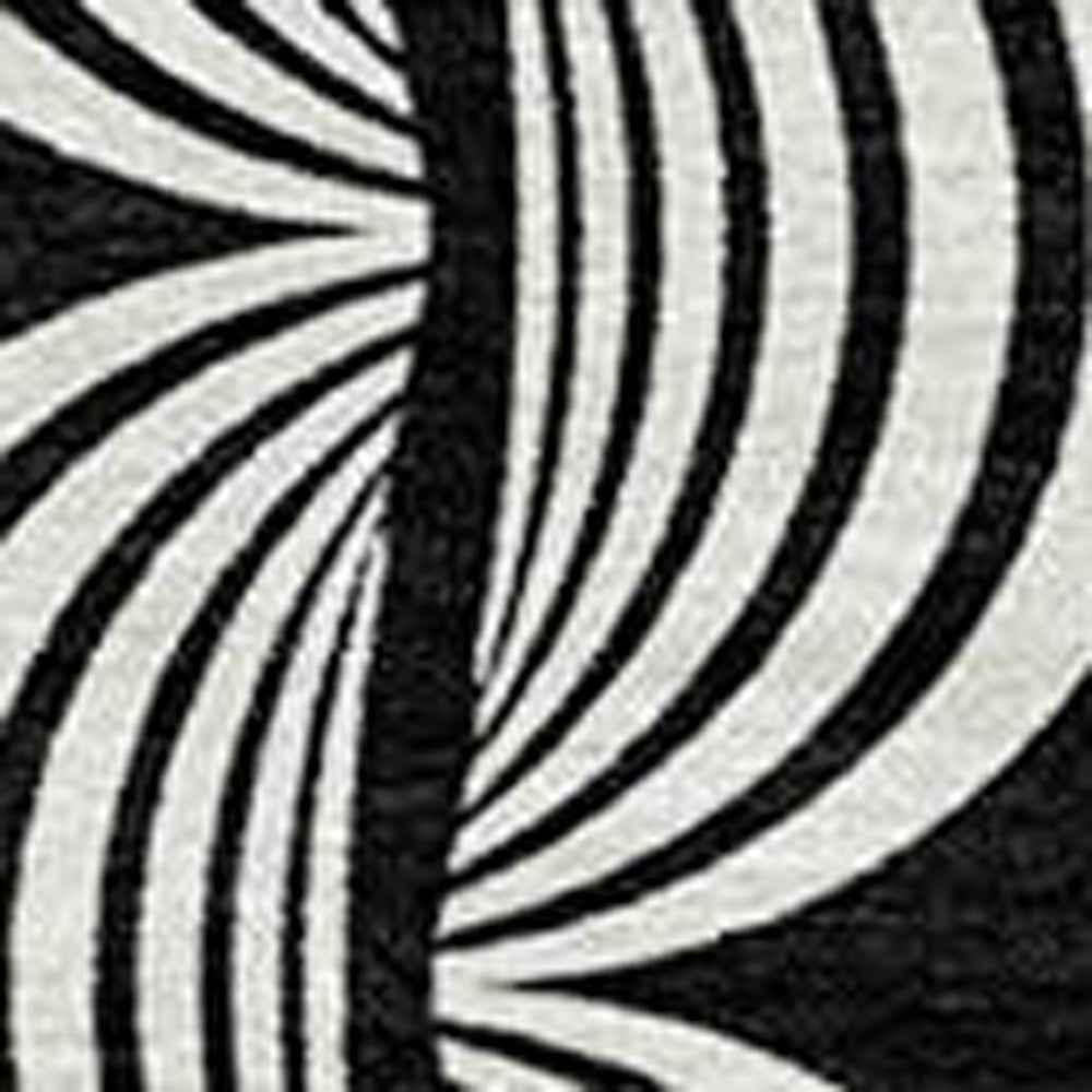 9' X 12' Black And Ivory Ogee Washable Indoor Outdoor Area Rug