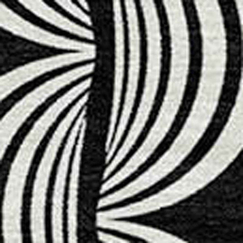 9' X 12' Black And Ivory Ogee Washable Indoor Outdoor Area Rug