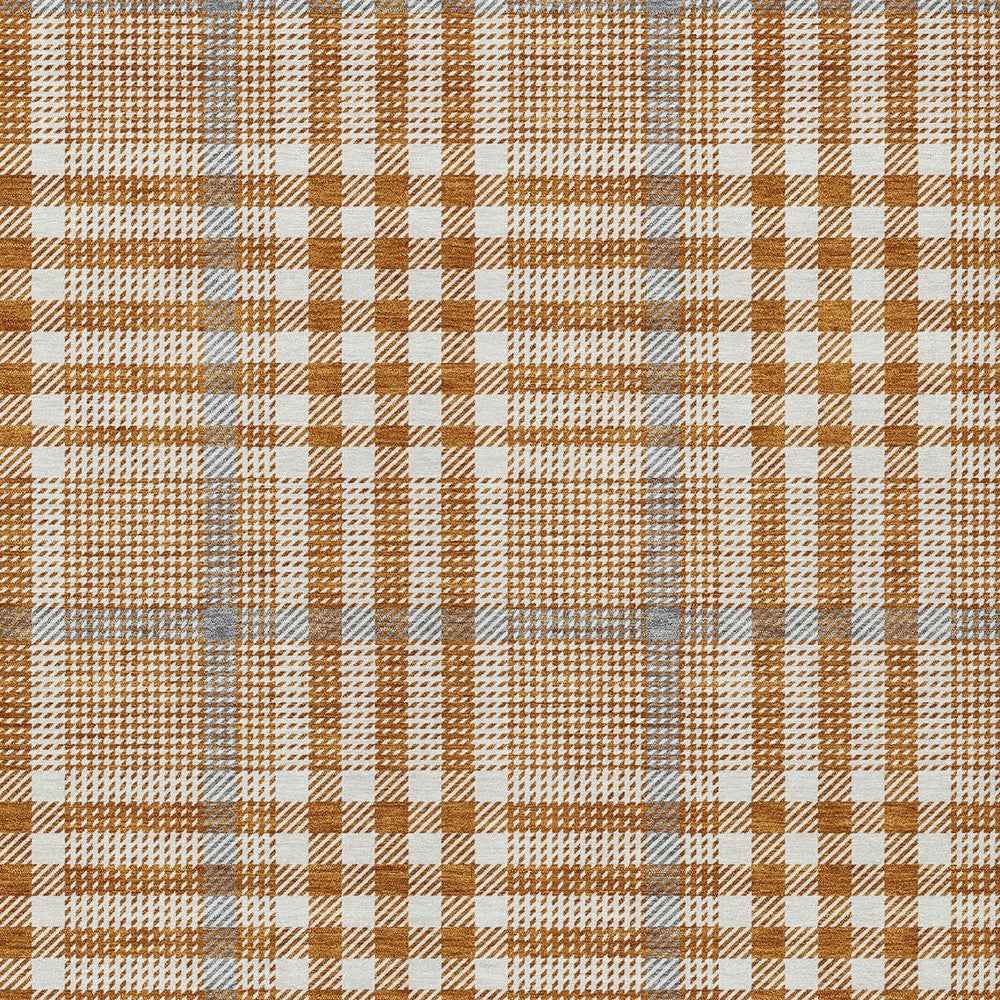 9' X 12' Brown Beige And Beige Plaid Washable Indoor Outdoor Area Rug