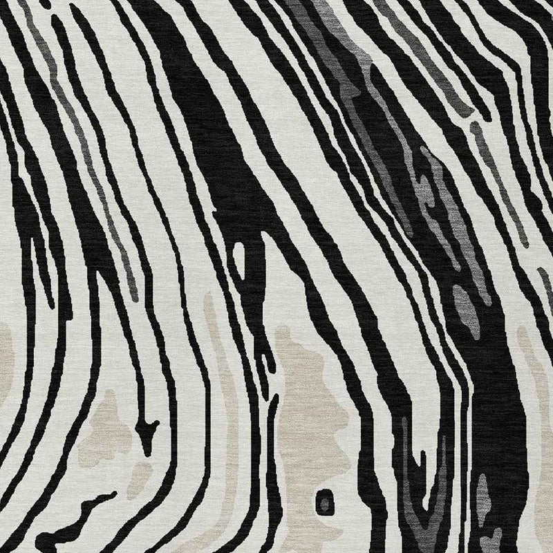 10' X 14' Black Gray And Ivory Abstract Washable Indoor Outdoor Area Rug
