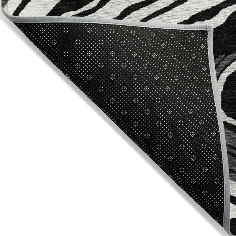 10' X 14' Black Gray And Ivory Abstract Washable Indoor Outdoor Area Rug