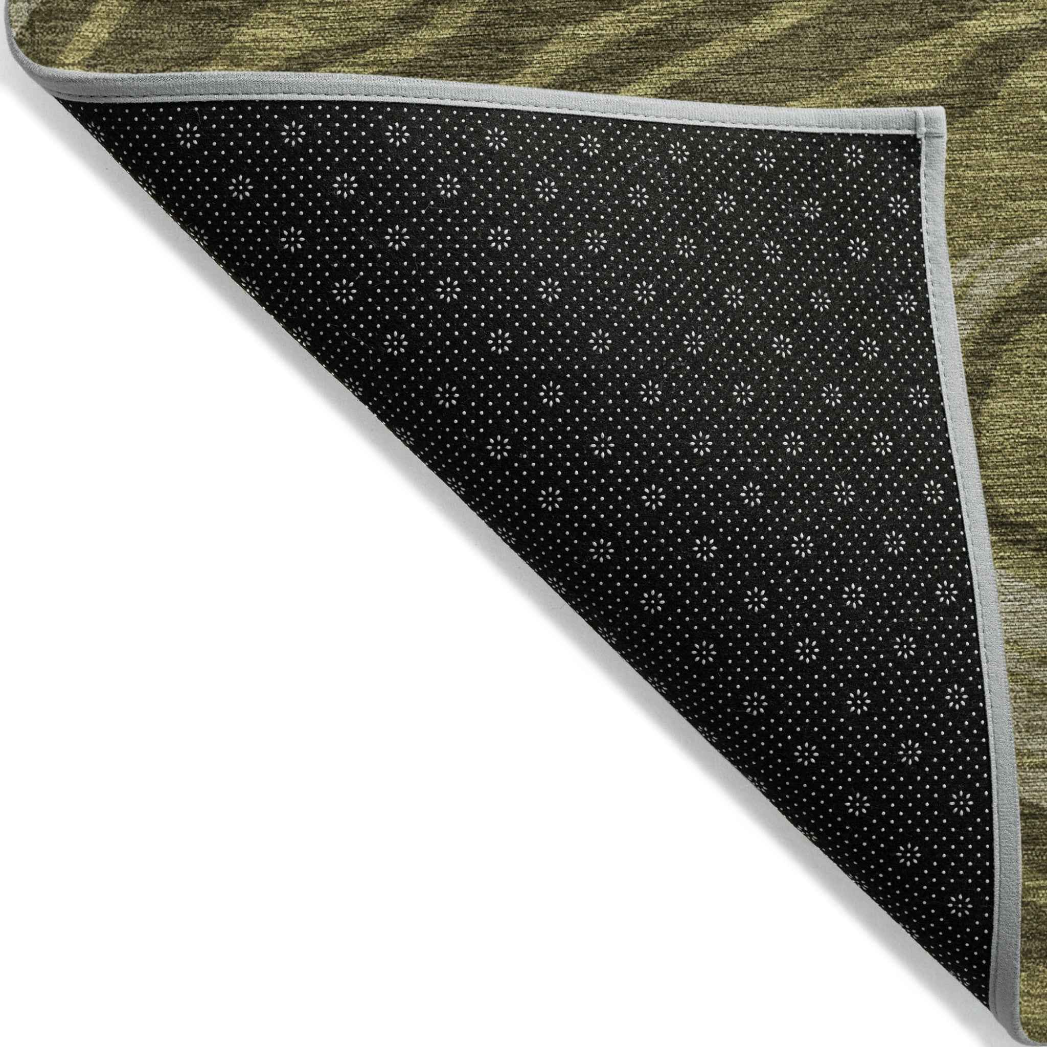 5' X 8' Olive Green And Beige Abstract Washable Indoor Outdoor Area Rug