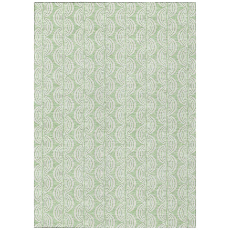 8' X 10' Mint Green And Beige Ogee Washable Indoor Outdoor Area Rug