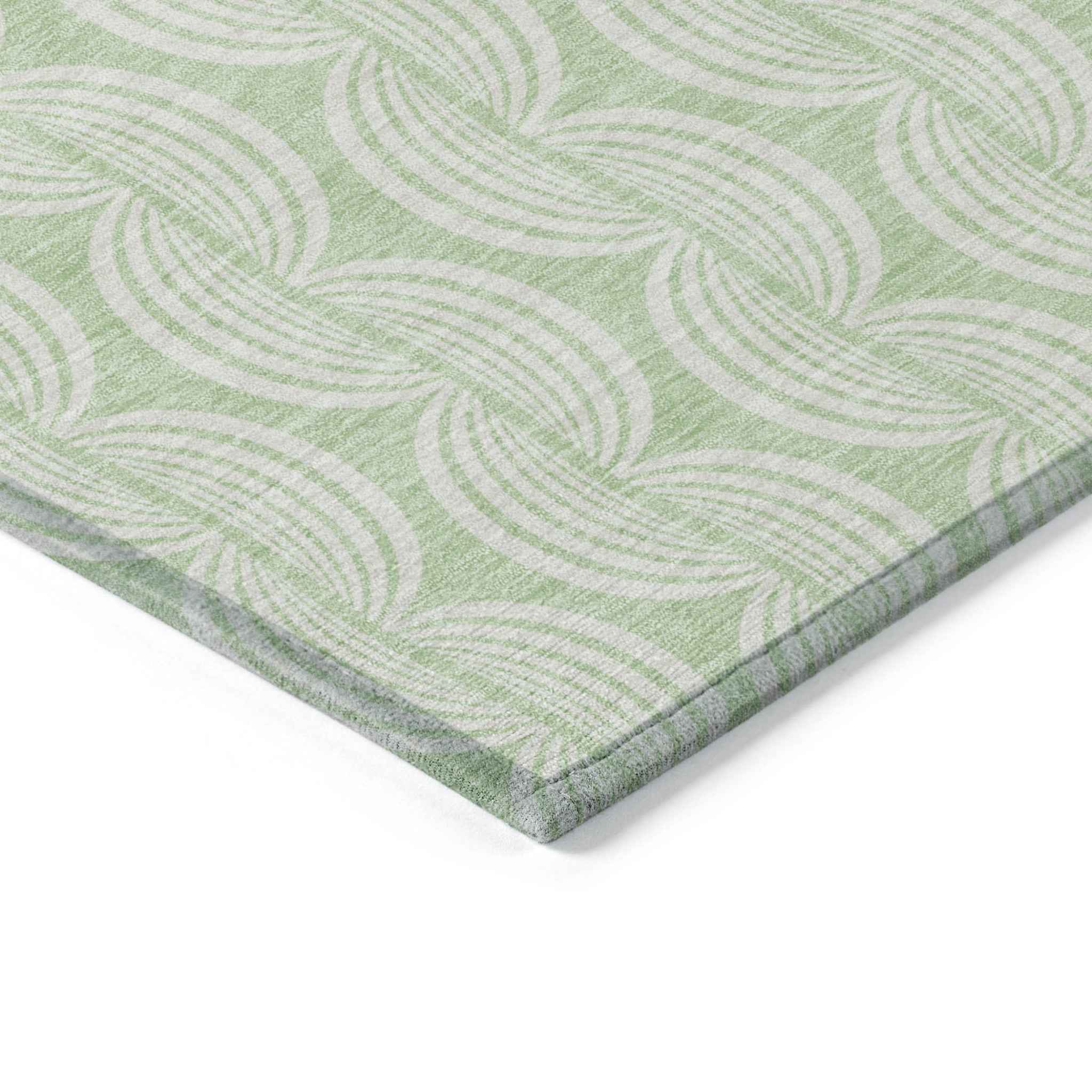 8' X 10' Mint Green And Beige Ogee Washable Indoor Outdoor Area Rug