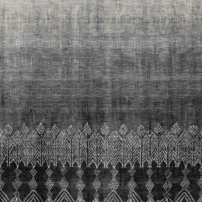 3' X 5' Black Ivory And Gray Ombre Washable Indoor Outdoor Area Rug