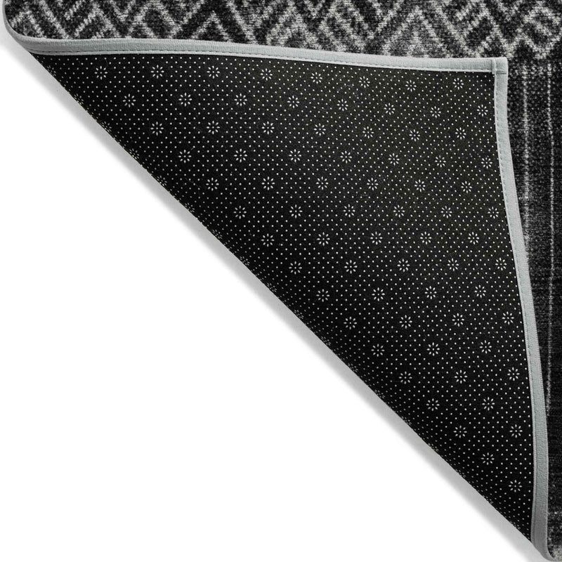 3' X 5' Black Ivory And Gray Ombre Washable Indoor Outdoor Area Rug