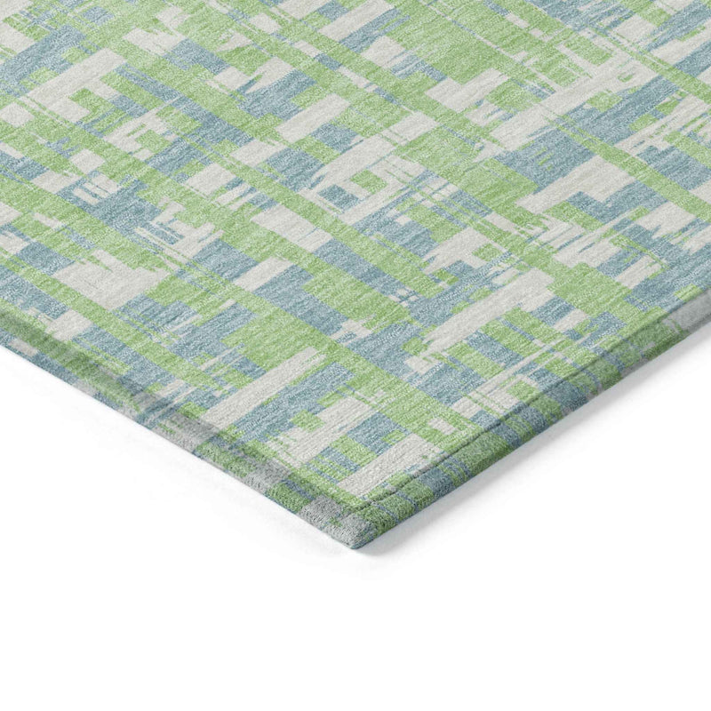 8' X 10' Mint Green Blue And Beige Abstract Washable Indoor Outdoor Area Rug