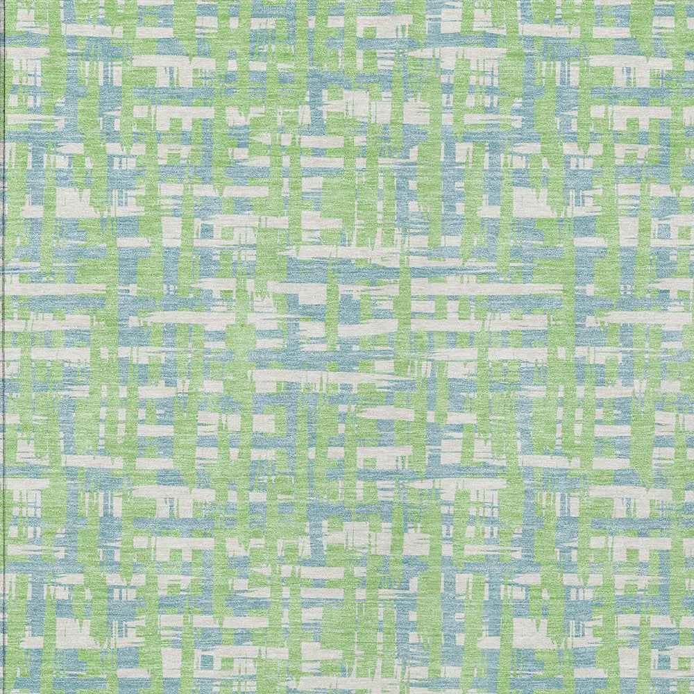 8' X 10' Mint Green Blue And Beige Abstract Washable Indoor Outdoor Area Rug