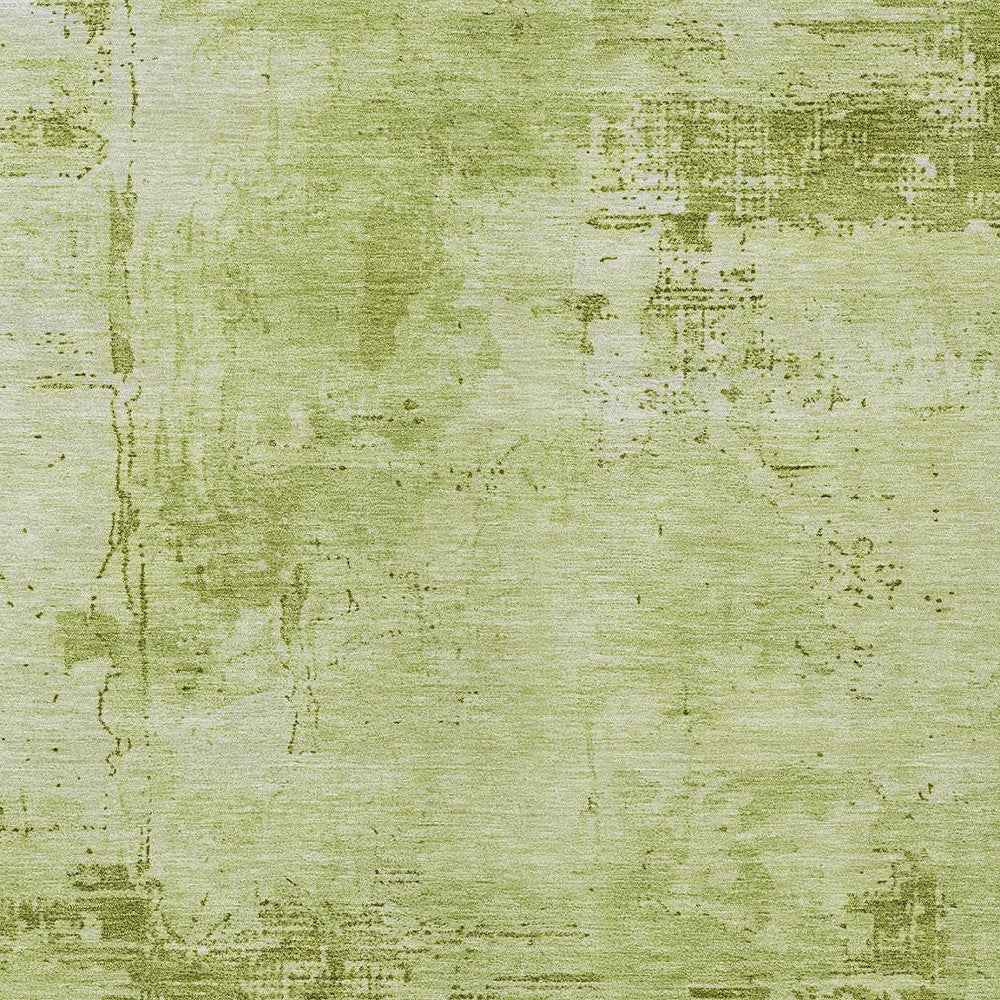 9' X 12' Lime Green And Ivory Abstract Washable Indoor Outdoor Area Rug