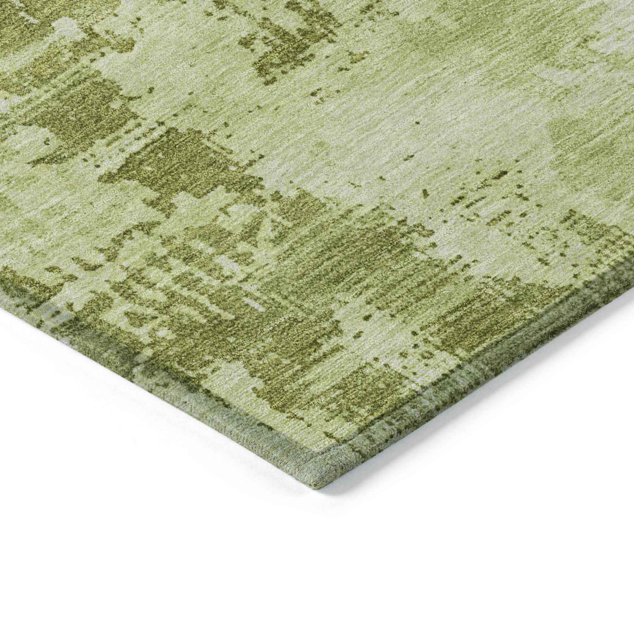 9' X 12' Lime Green And Ivory Abstract Washable Indoor Outdoor Area Rug