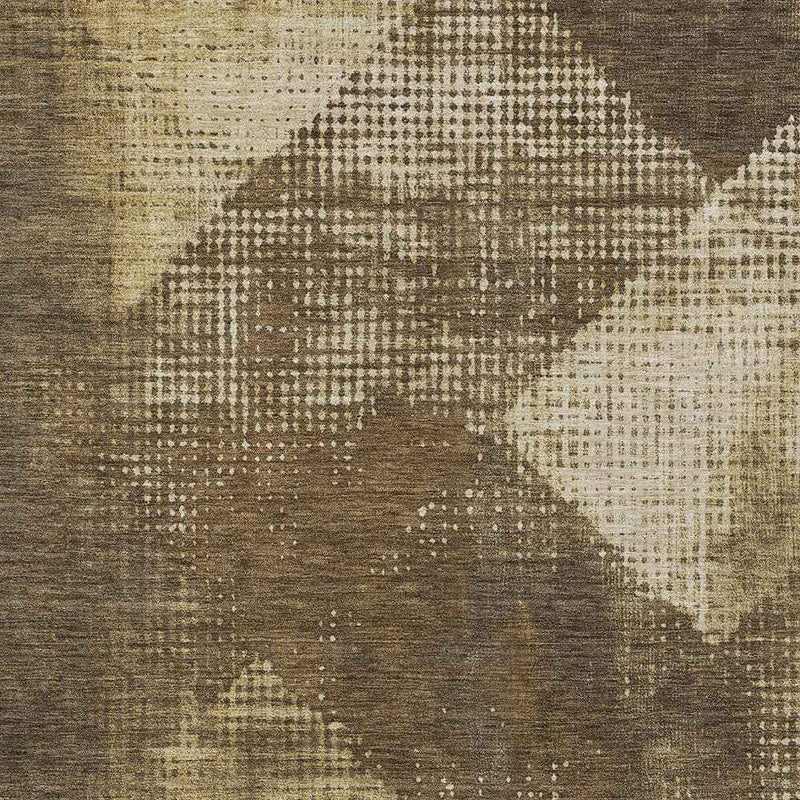 10' X 14' Brown And Beige Geometric Washable Indoor Outdoor Area Rug