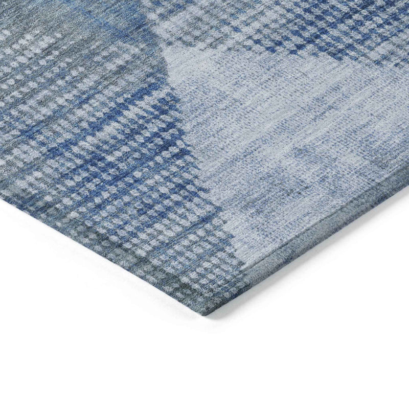 10' X 14' Blue And Gray Geometric Washable Indoor Outdoor Area Rug