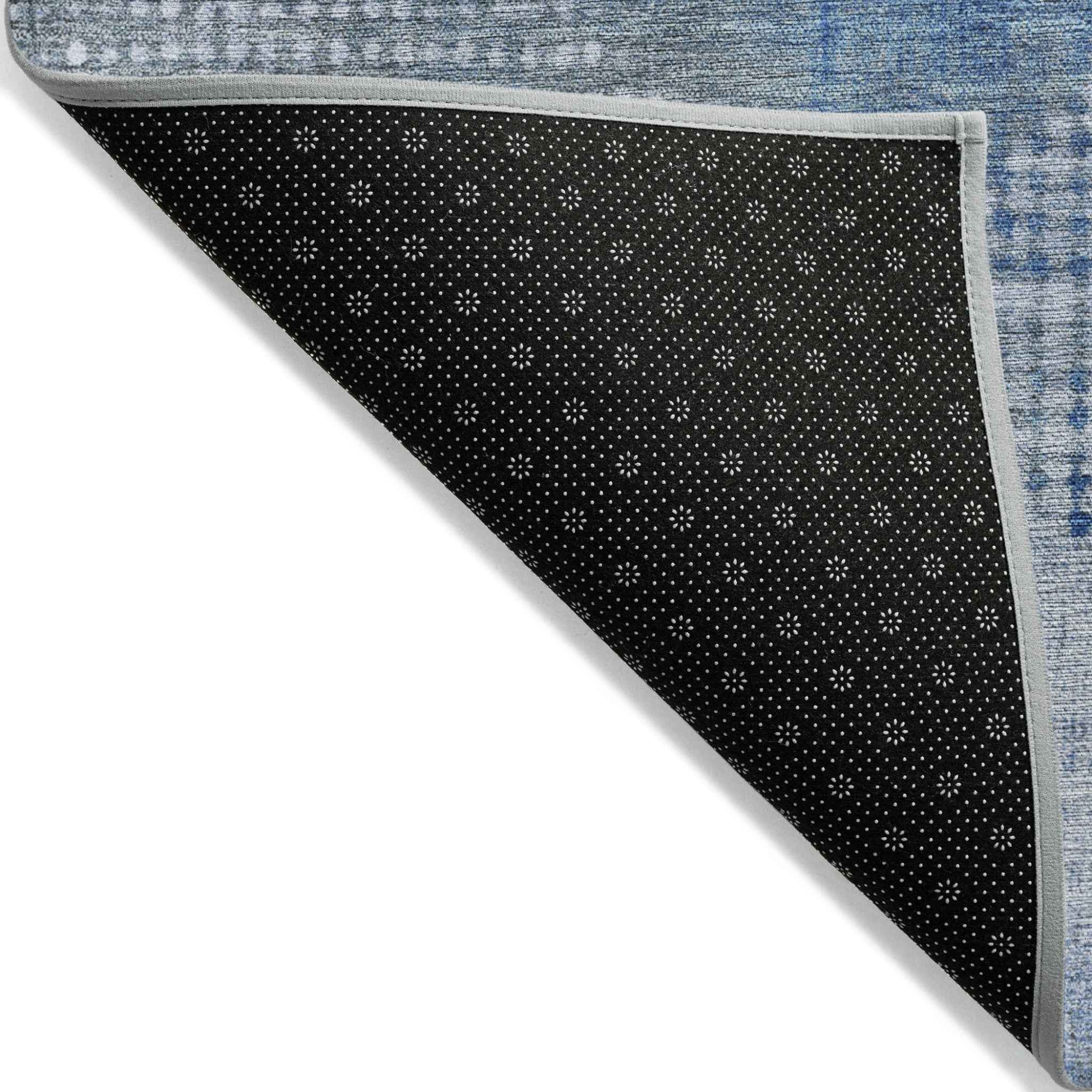 10' X 14' Blue And Gray Geometric Washable Indoor Outdoor Area Rug