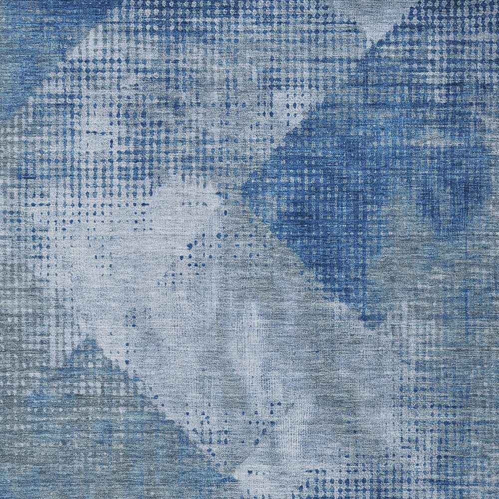10' X 14' Blue And Gray Geometric Washable Indoor Outdoor Area Rug