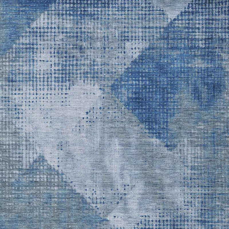 10' X 14' Blue And Gray Geometric Washable Indoor Outdoor Area Rug