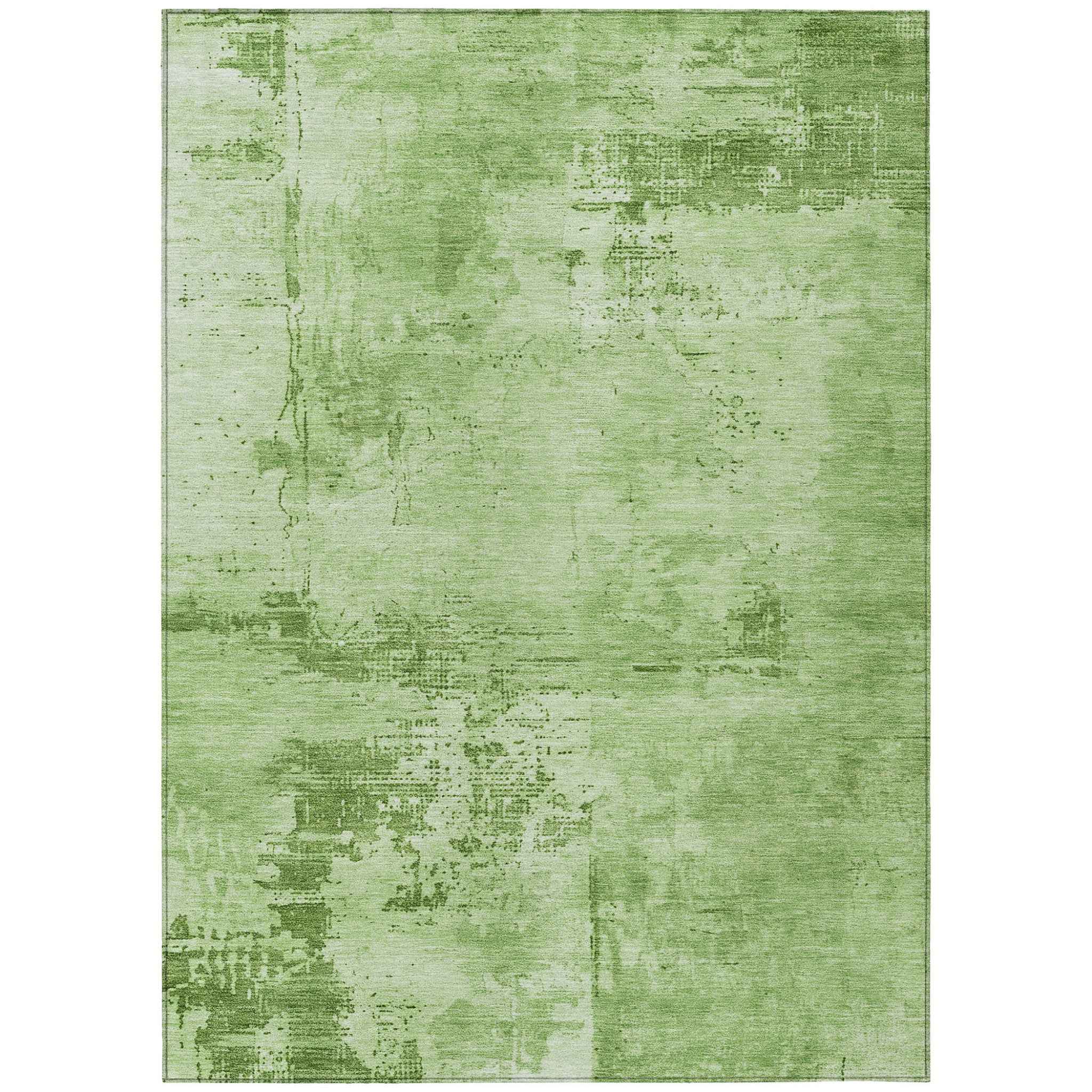 5' X 8' Green And Ivory Abstract Washable Indoor Outdoor Area Rug