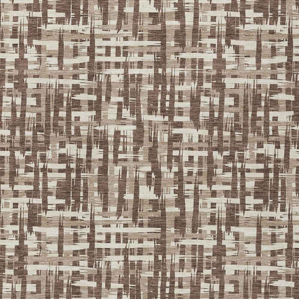 9' X 12' Brown Tan And Beige Abstract Washable Indoor Outdoor Area Rug