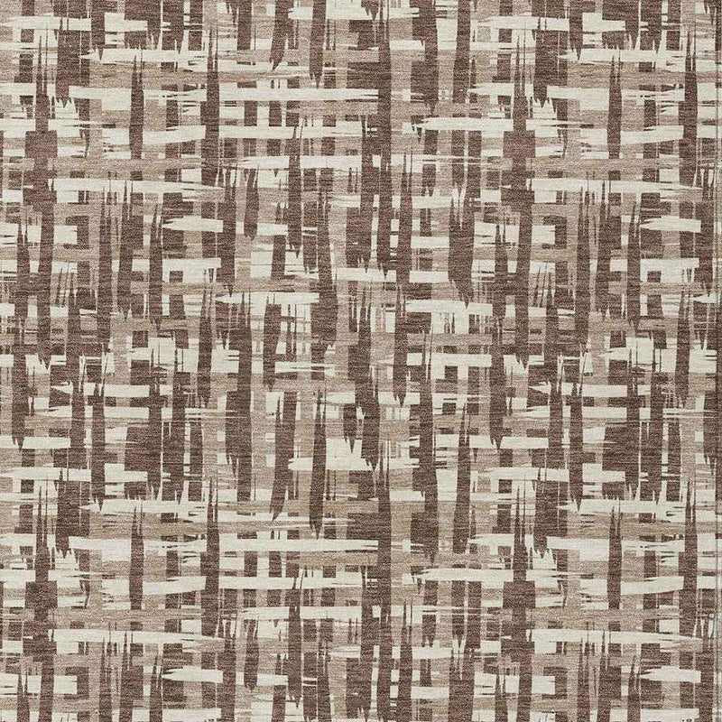 10' X 14' Brown Tan And Beige Abstract Washable Indoor Outdoor Area Rug