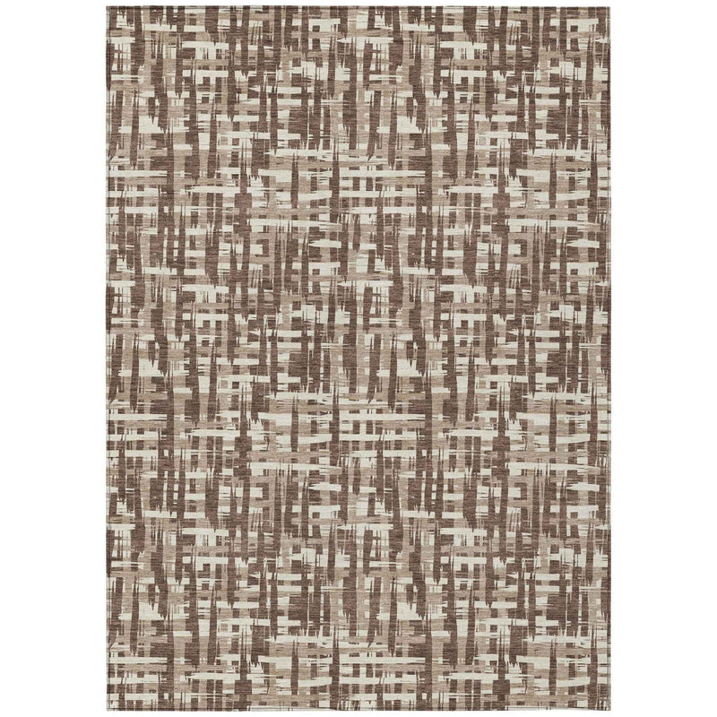 10' X 14' Brown Tan And Beige Abstract Washable Indoor Outdoor Area Rug