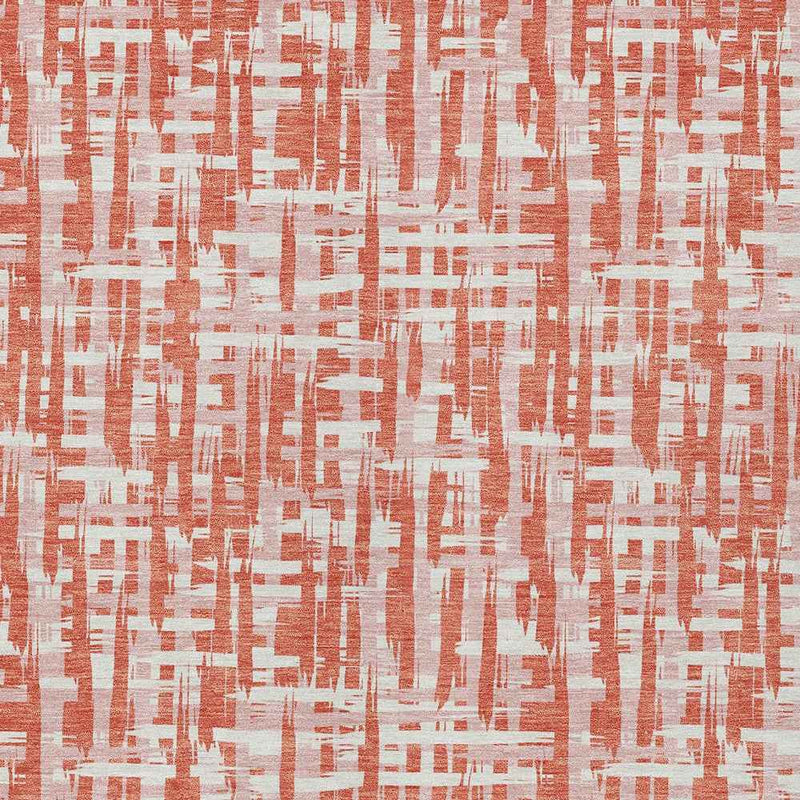 10' X 14' Coral Pink And Ivory Abstract Washable Indoor Outdoor Area Rug