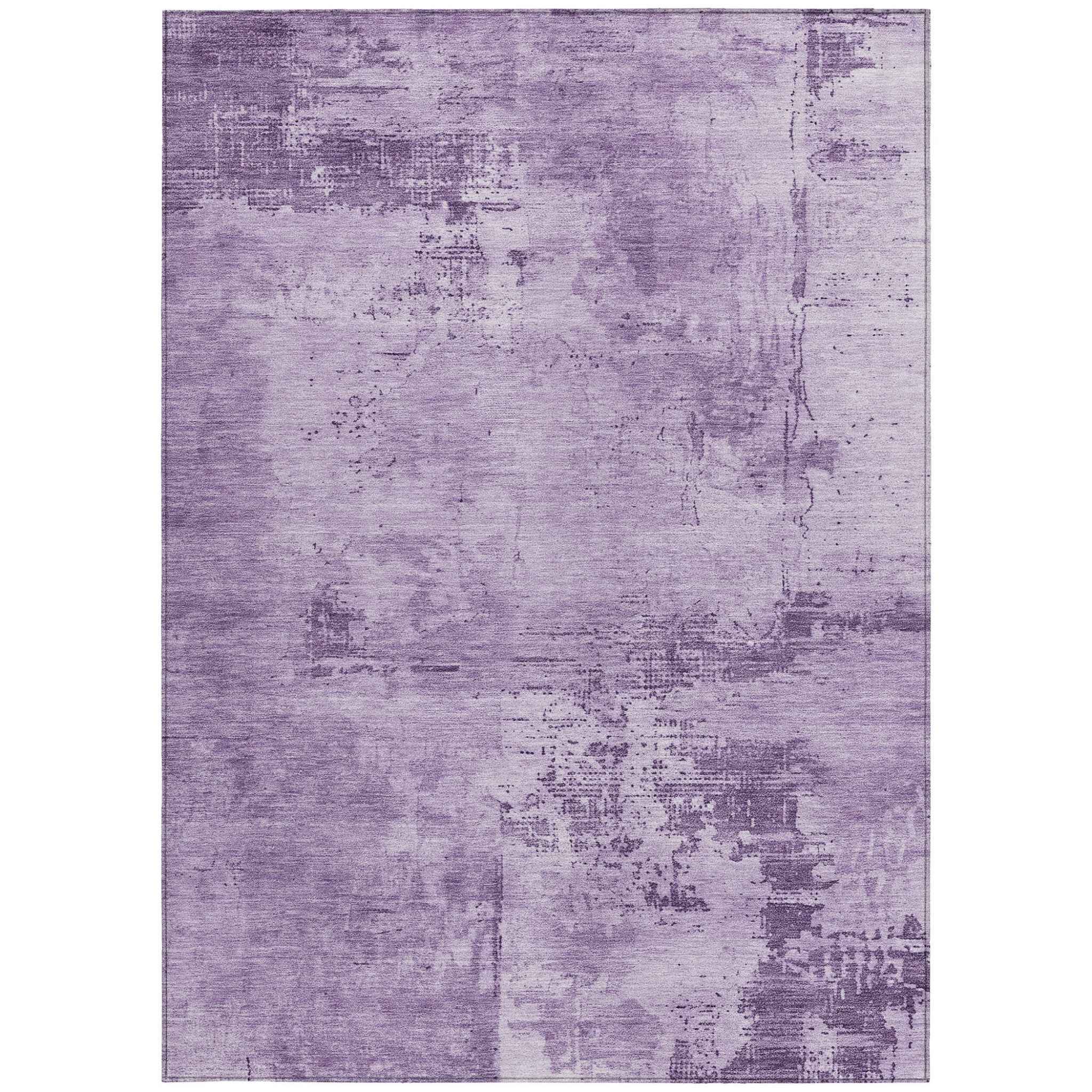 3' X 5' Lavender And Purple Abstract Washable Indoor Outdoor Area Rug