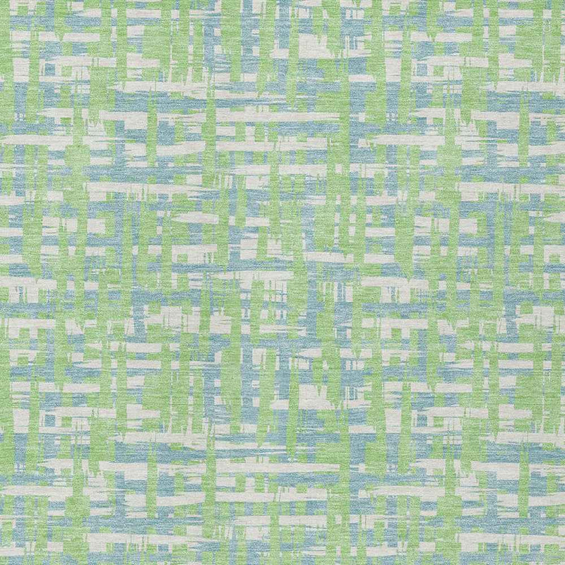 3' X 5' Mint Green Blue And Beige Abstract Washable Indoor Outdoor Area Rug