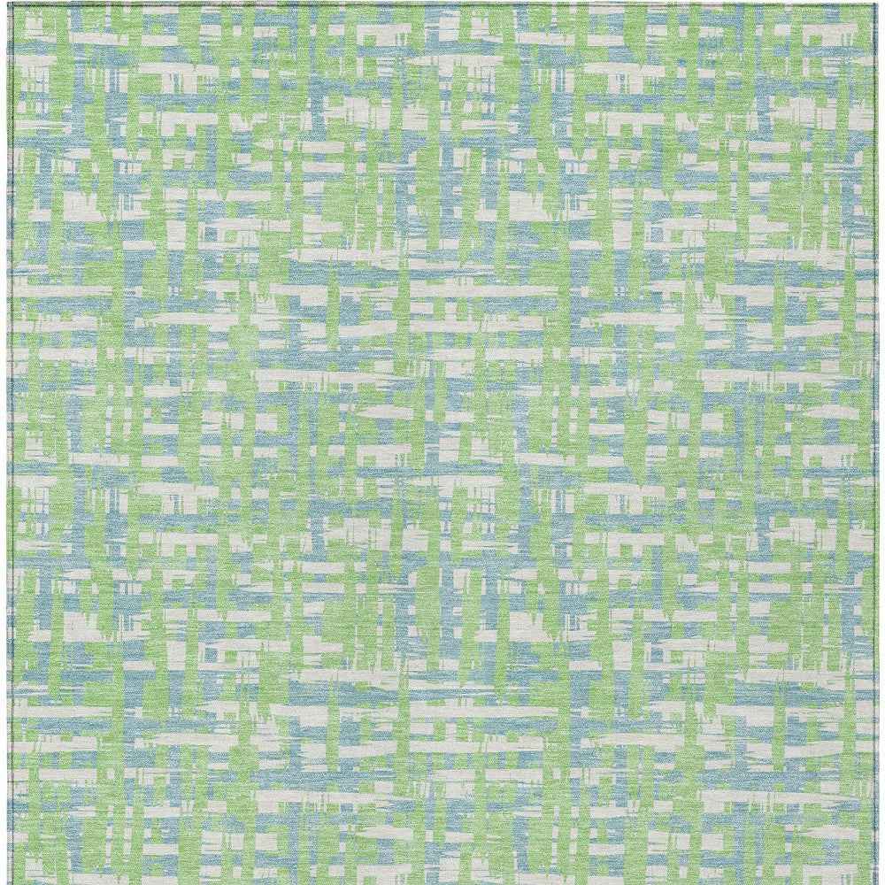 3' X 5' Mint Green Blue And Beige Abstract Washable Indoor Outdoor Area Rug