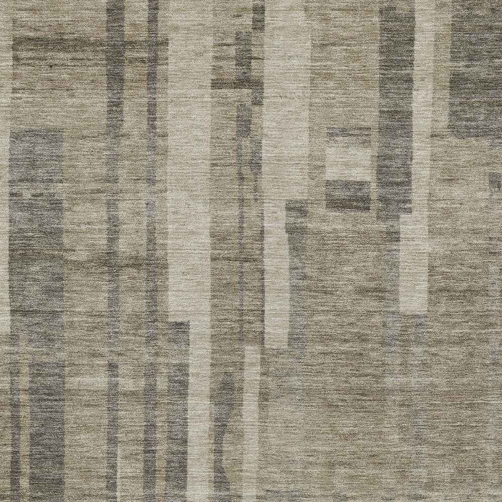 3' X 5' Taupe And Dark Gray Striped Washable Indoor Outdoor Area Rug