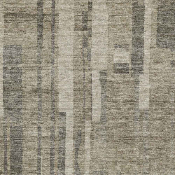 3' X 5' Taupe And Dark Gray Striped Washable Indoor Outdoor Area Rug