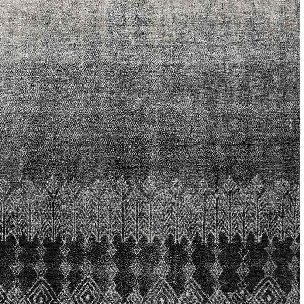 8' X 10' Black Ivory And Gray Ombre Washable Indoor Outdoor Area Rug