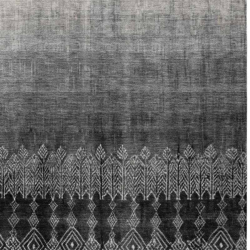 8' X 10' Black Ivory And Gray Ombre Washable Indoor Outdoor Area Rug