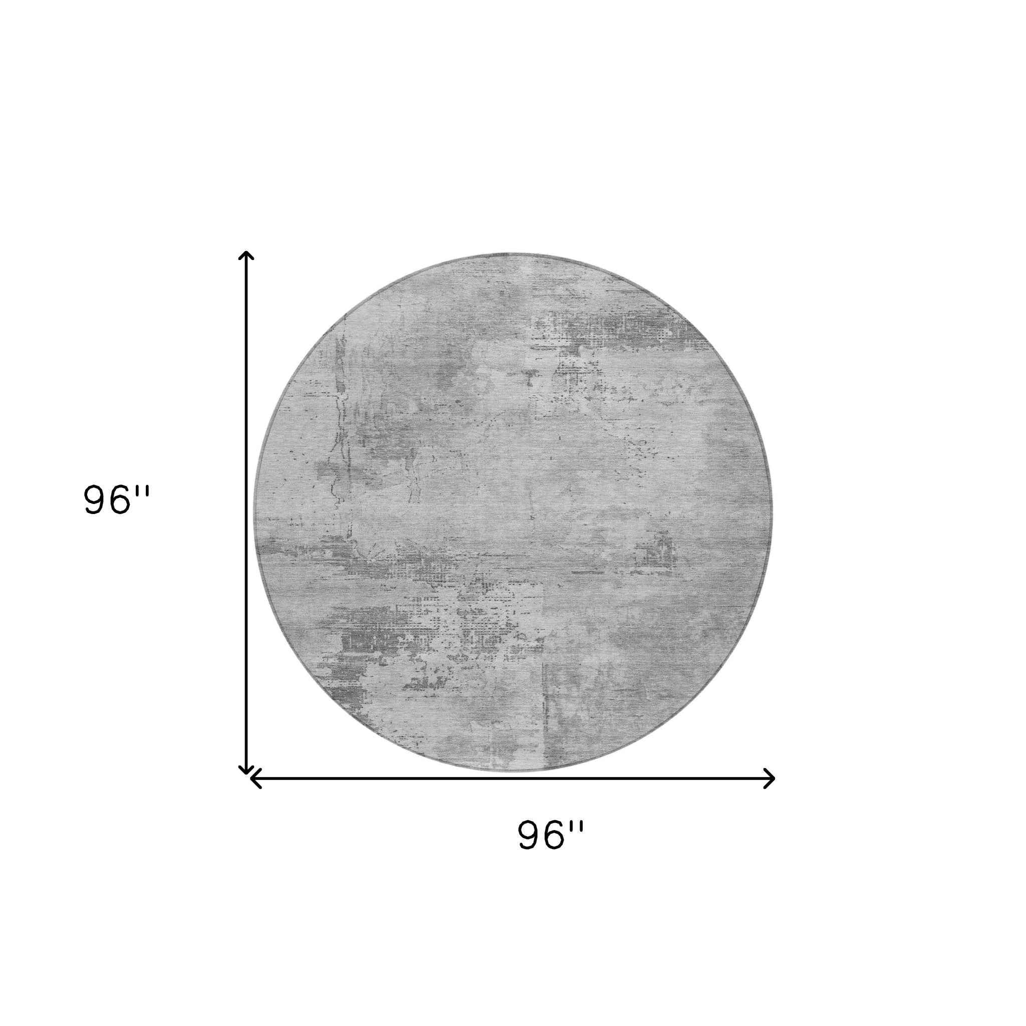 8' Gray And Silver Round Abstract Washable Indoor Outdoor Area Rug