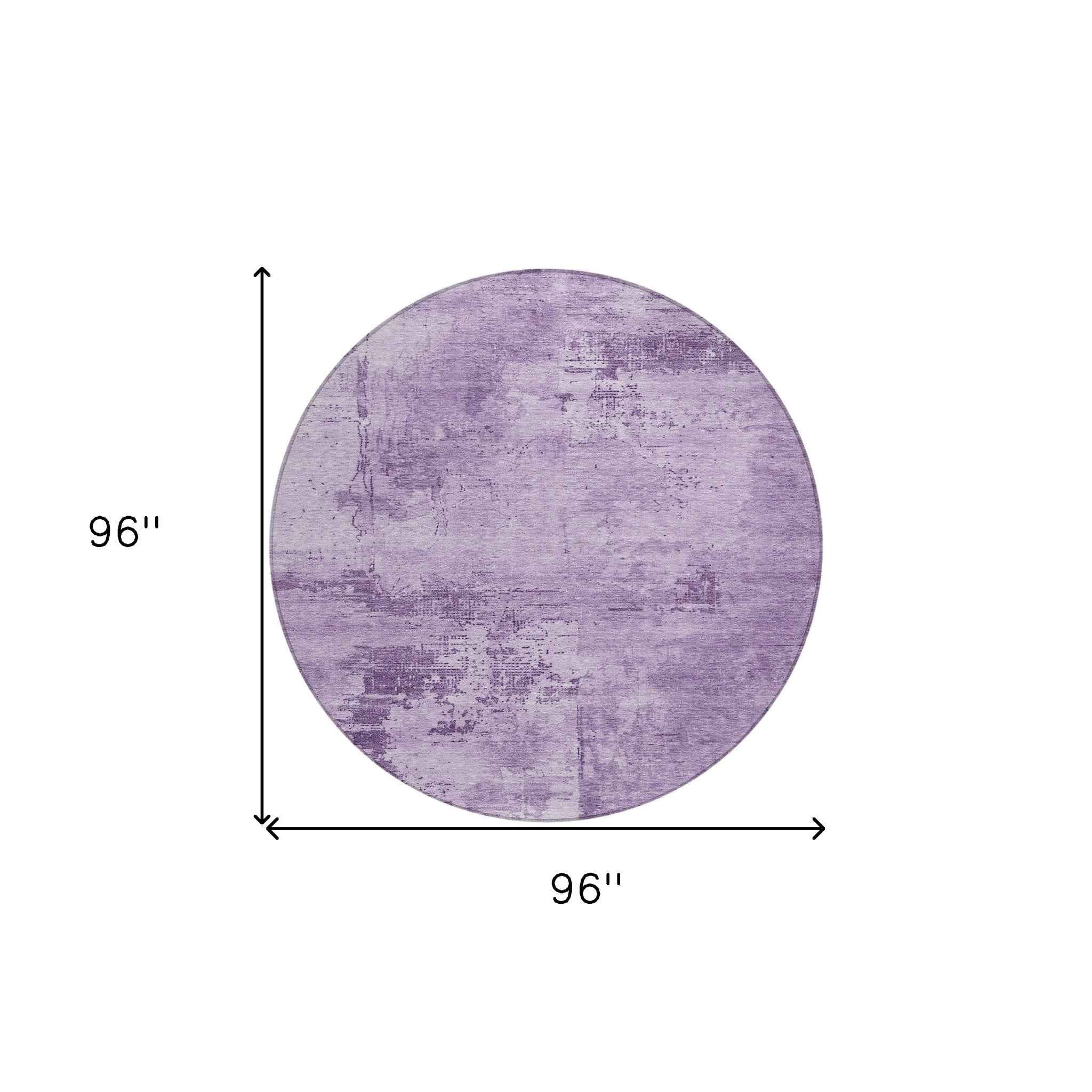 8' Lavender And Purple Round Abstract Washable Indoor Outdoor Area Rug
