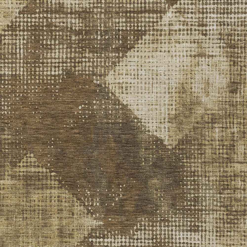 8' X 10' Brown And Beige Geometric Washable Indoor Outdoor Area Rug